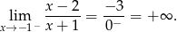  x−--2- −-3- xl→im− 1− x+ 1 = 0− = + ∞ . 