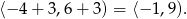 ⟨− 4 + 3,6 + 3) = ⟨− 1,9). 