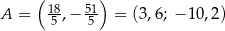  ( ) A = 158,− 551 = (3,6 ; − 10,2) 