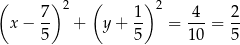 ( ) ( ) 7- 2 1- 2 -4- 2- x − 5 + y+ 5 = 1 0 = 5 