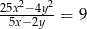 25x2−4y2- 5x−2y = 9 