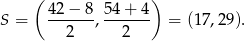  ( ) S = 42−--8, 54-+-4 = (17,29). 2 2 