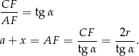 CF--= tg α AF CF 2r a+ x = AF = ----= ----. tg α tgα 