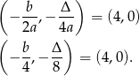 ( ) b Δ − --,− --- = (4,0) ( 2a 4)a b- Δ- − 4,− 8 = (4,0). 