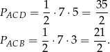  1 35 PACD = --⋅7⋅ 5 = --- 2 2 P = 1⋅7 ⋅3 = 21. ACB 2 2 