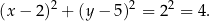  2 2 2 (x − 2 ) + (y − 5) = 2 = 4. 