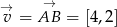  → →v = AB = [4,2] 