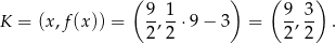  ( 9 1 ) ( 9 3 ) K = (x ,f(x)) = --,--⋅9− 3 = -,-- . 2 2 2 2 