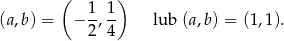  ( 1 1 ) (a ,b ) = − -,-- lub (a,b ) = (1,1). 2 4 