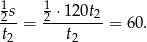 1s 1 ⋅120t 2--= 2------2-= 6 0. t2 t2 