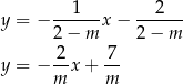 y = − --1---x − ---2-- 2 − m 2 − m 2- -7 y = − m x + m 