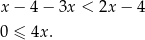 x − 4 − 3x < 2x− 4 0 ≤ 4x . 