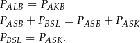 PALB = PAKB PASB + PBSL = PASB + PASK PBSL = PASK . 