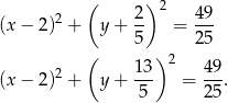  ( ) 2 (x− 2)2 + y + 2- = 49- 5 25 ( ) 2 (x− 2)2 + y + 13- = 49-. 5 25 