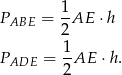 P = 1AE ⋅h ABE 2 1 PADE = --AE ⋅ h. 2 