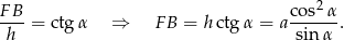  2 FB- = ctgα ⇒ FB = h ctg α = a cos-α-. h sin α 