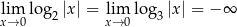 lxi→m0log2 |x | = lix→m0 log 3|x| = − ∞ 