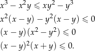 3 2 2 3 x − x y ≤ xy − y x2(x − y) − y2(x − y ) ≤ 0 2 2 (x − y)(x − y ) ≤ 0 (x − y)2(x + y) ≤ 0. 