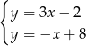 { y = 3x − 2 y = −x + 8 
