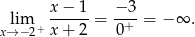  x− 1 − 3 lim ------= --+-= − ∞ . x→− 2+ x+ 2 0 
