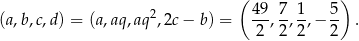  ( ) (a,b,c,d) = (a,aq,aq2,2c− b) = 49-, 7, 1-,− 5 . 2 2 2 2 