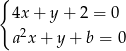 { 4x + y + 2 = 0 a2x + y + b = 0 