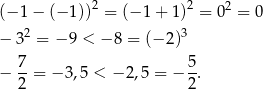  2 2 (− 1− (− 1)) = (− 1+ 1) = 02 = 0 2 3 − 3 = − 9 < − 8 = (− 2) 7- 5- − 2 = − 3,5 < − 2,5 = − 2. 