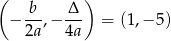( b Δ ) − --,− --- = (1,− 5) 2a 4a 