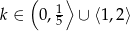  ( ⟩ k ∈ 0, 15 ∪ ⟨1,2⟩ 