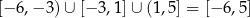 [− 6,− 3) ∪ [− 3,1 ]∪ (1,5] = [− 6,5] 