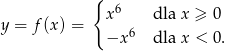  { x6 dla x ≥ 0 y = f(x) = −x 6 dla x < 0 . 