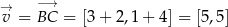 →v = −B→C = [3 + 2,1 + 4] = [5,5] 