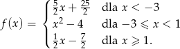  ( 5 25 |{ 2 x+ 2 dla x < − 3 f(x ) = x 2 − 4 dla − 3 ≤ x < 1 |( 1 7 2 x− 2 dla x ≥ 1. 