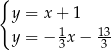 { y = x + 1 1 13 y = − 3x − 3- 