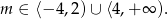 m ∈ ⟨− 4,2) ∪ ⟨4,+ ∞ ). 