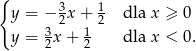{ y = − 32x + 12 dla x ≥ 0 3 1 y = 2x + 2 dla x < 0. 