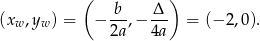  ( b Δ ) (xw ,yw) = − ---,− --- = (− 2,0). 2a 4a 
