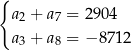 { a2 + a7 = 2 904 a3 + a8 = − 8 712 
