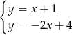 { y = x+ 1 y = − 2x + 4 