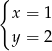{ x = 1 y = 2 