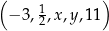 ( 1 ) − 3,2,x ,y,11 