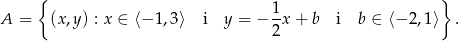  { } A = (x,y) : x ∈ ⟨− 1,3 ⟩ i y = − 1-x+ b i b ∈ ⟨− 2,1⟩ . 2 