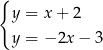 { y = x+ 2 y = − 2x− 3 