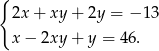 { 2x+ xy + 2y = −1 3 x− 2xy + y = 4 6. 