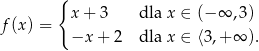  { x+ 3 dla x ∈ (− ∞ ,3) f(x ) = −x + 2 dla x ∈ ⟨3,+ ∞ ). 