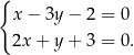 { x − 3y − 2 = 0 2x + y + 3 = 0. 