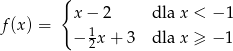  { x − 2 dla x < − 1 f(x) = 1 − 2x + 3 dla x ≥ − 1 