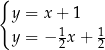 { y = x+ 1 y = − 12x + 12 